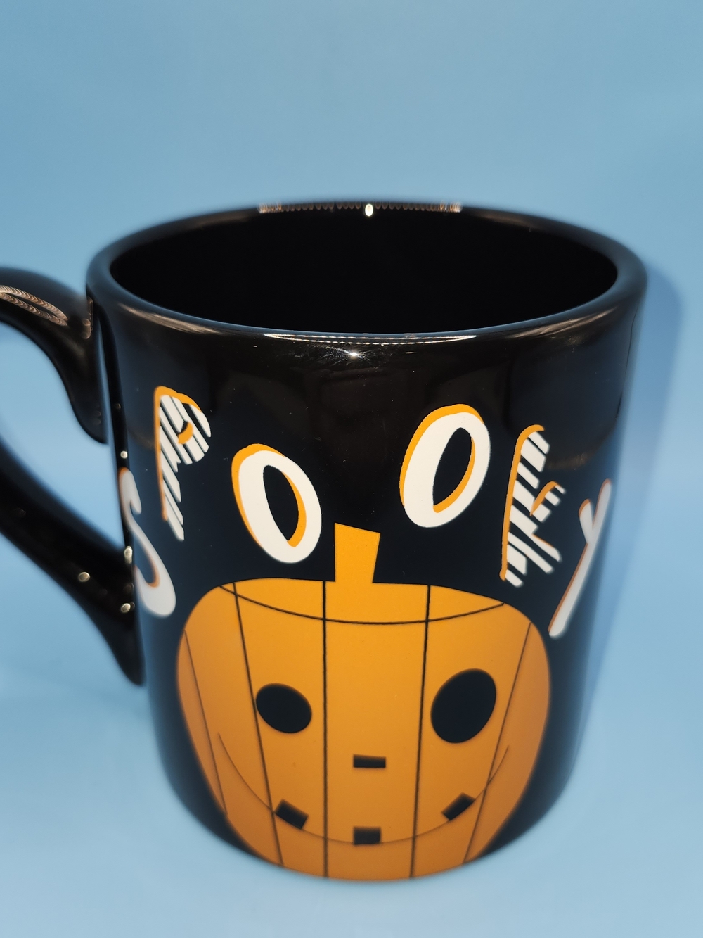 Holiday Home Halloween SPOOKY Pumpkin Coffee Mug Black Orange Jack O Lantern Cup